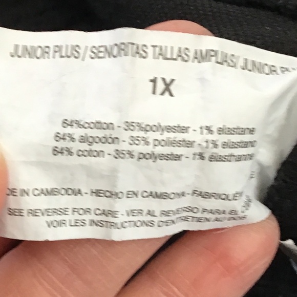 Black Denim Skinny Jeggings Junior Plus 1X - Picture 4 of 6